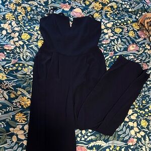 Chic Midnight Blue Strapless Jumpsuit